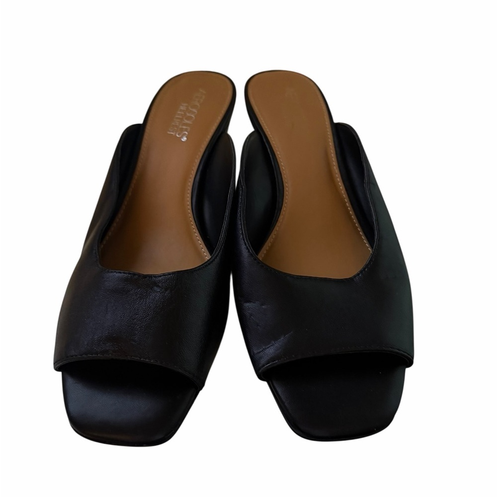 AEROSOLES Black Open-Toe Slide Mules